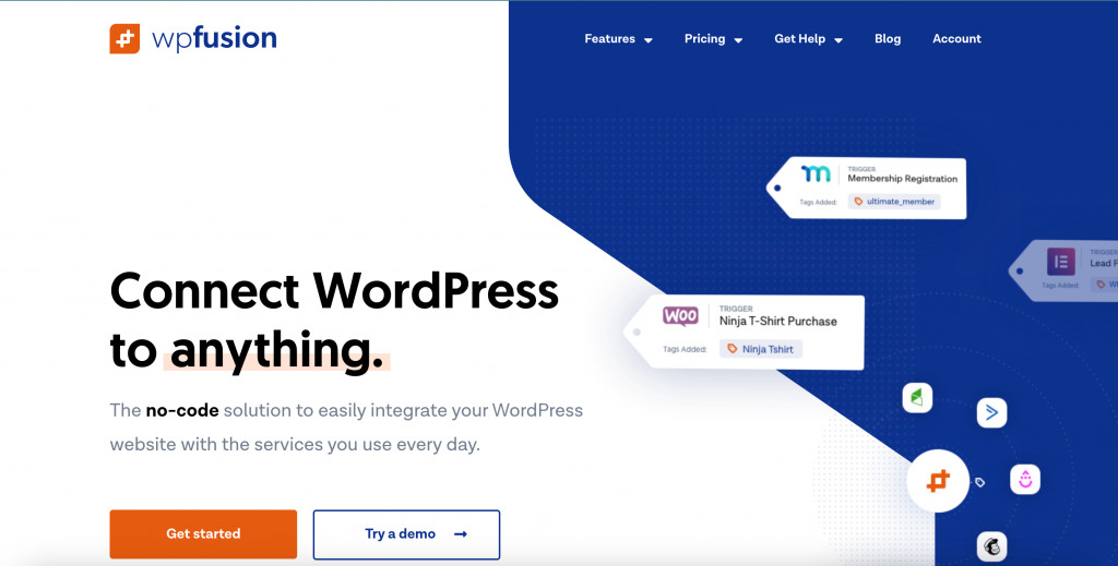 Homepage of WPFusion CRM plugin
