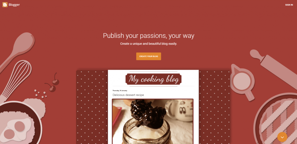 Blogger homepage