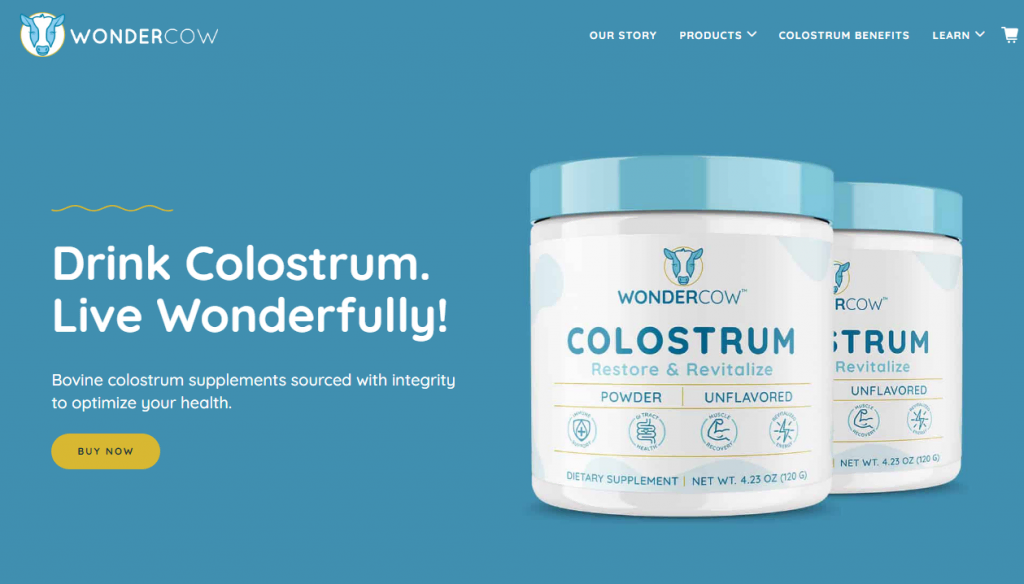 La page d'accueil de WonderCow