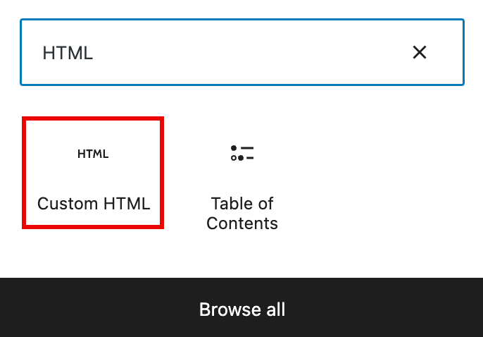 Gutenberg-template-part-custom-HTML-screenshot