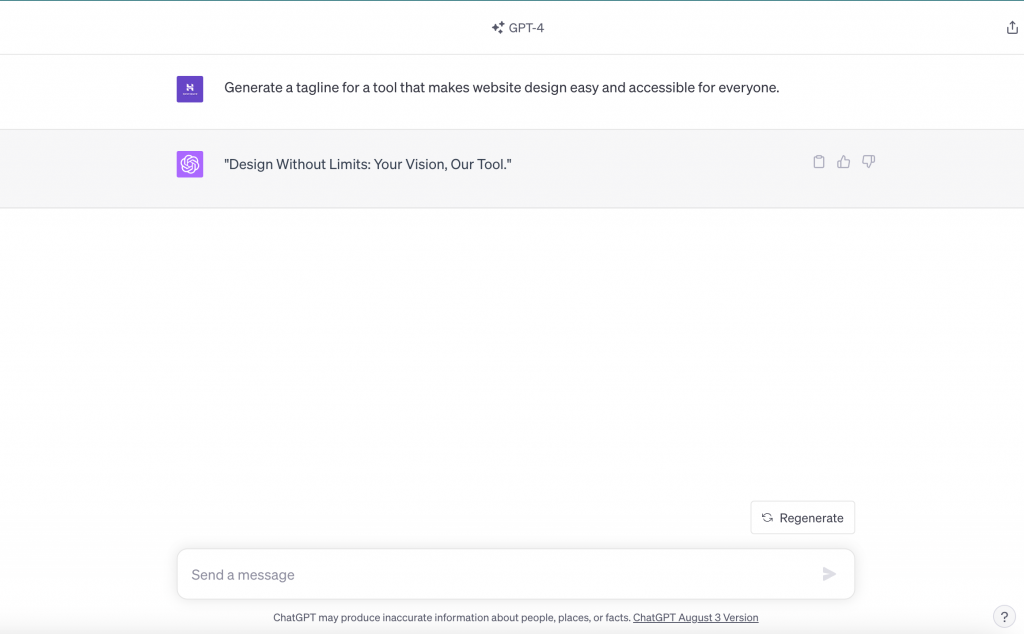 ChatGPT's response to a prompt