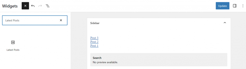 La section Widgets de WordPress