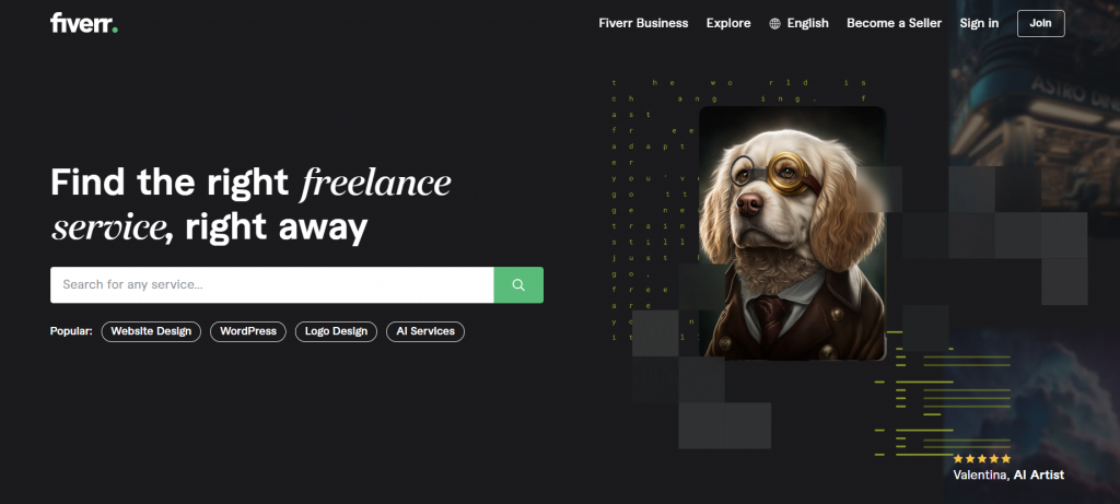 Fiverr's homepage