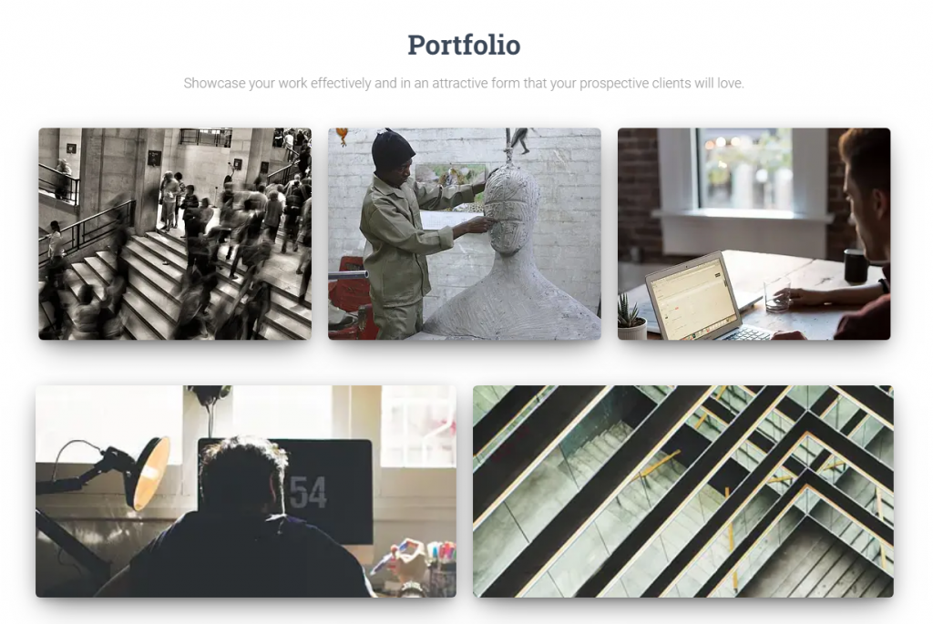 The portfolio section of the Hestia theme's demo site