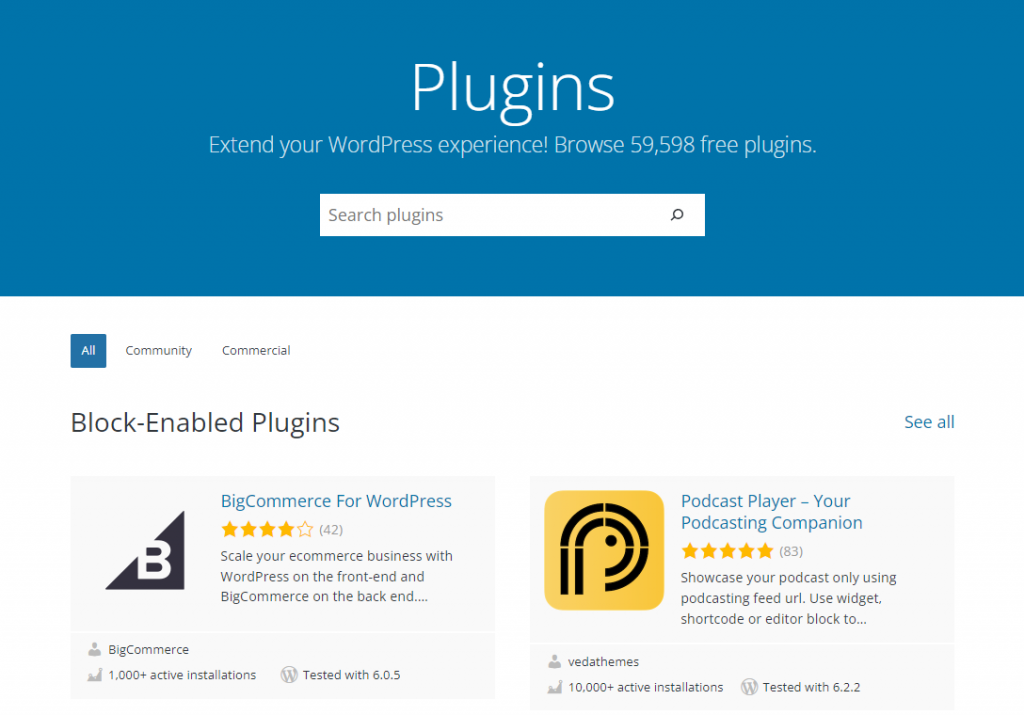 Das offizielle WordPress-Plugin-Verzeichnis mit über 59.000 kostenlosen Plugins