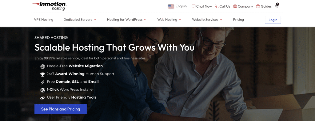 InMotion Hosting web hosting landing page