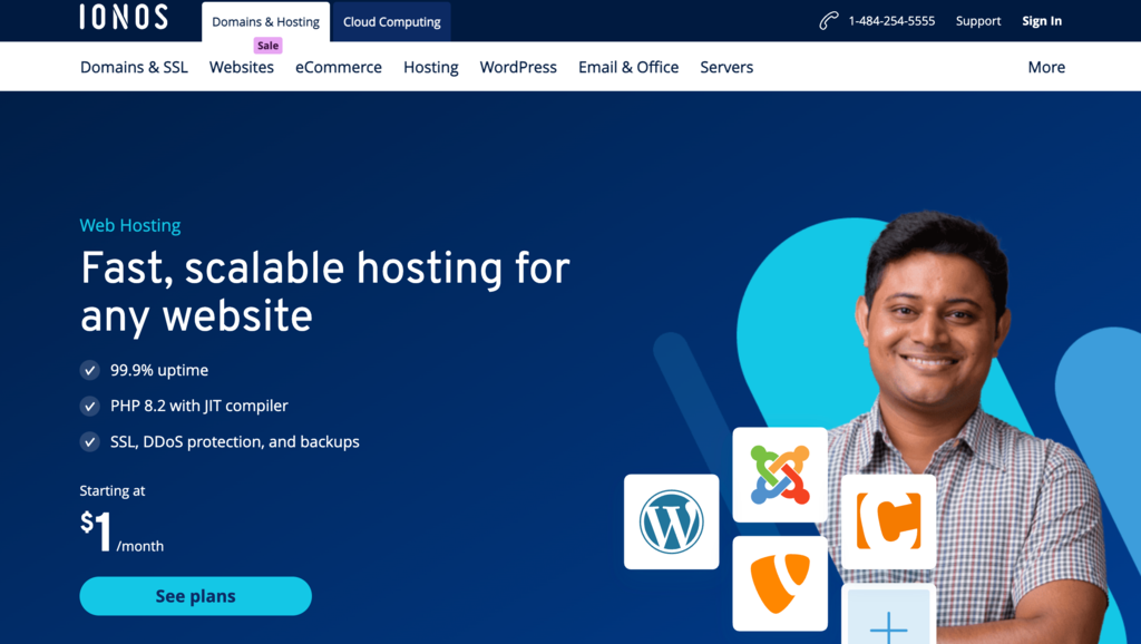 Ionos web hosting landing page