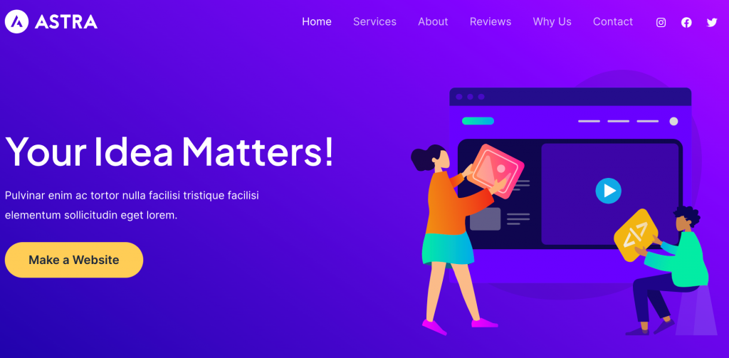 A web design agency website landing page