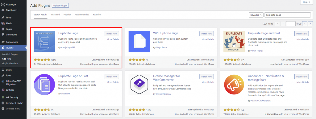 Once you've installed the plugin, navigate to the 'Plugins' section in your WordPress dashboard. You'll find the 'Duplicate Page' plugin listed there, ready for activation.