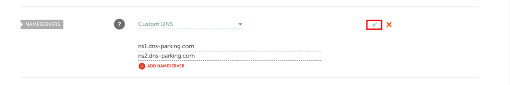 Namecheap nameservers section with custom DNS