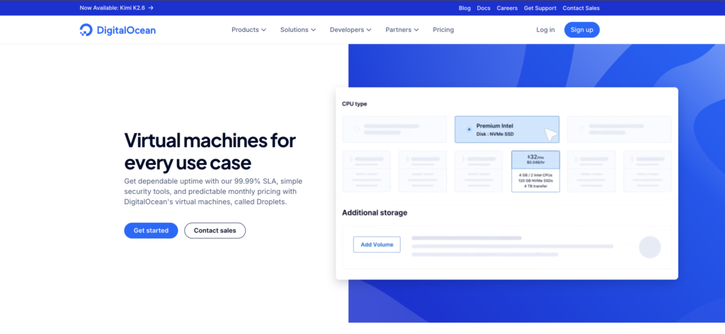 DigitalOcean VPS page