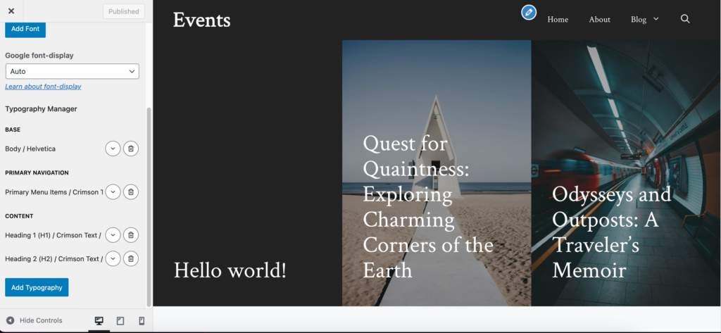 GeneratePress' Typography Manager in WordPress Customizer