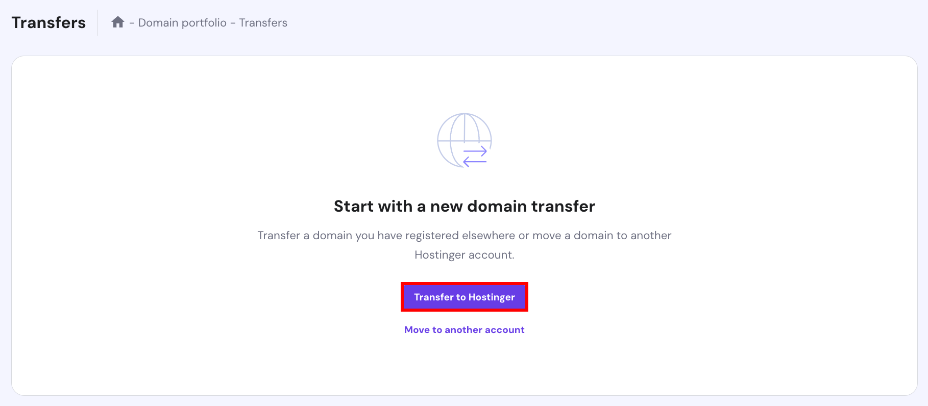 Hostinger domain transfer screen