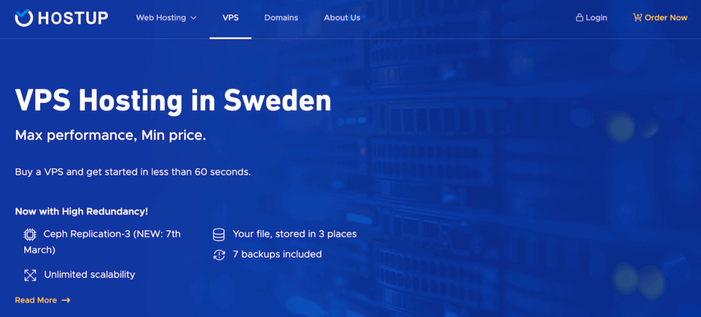 HostUp VPS hosting landing page