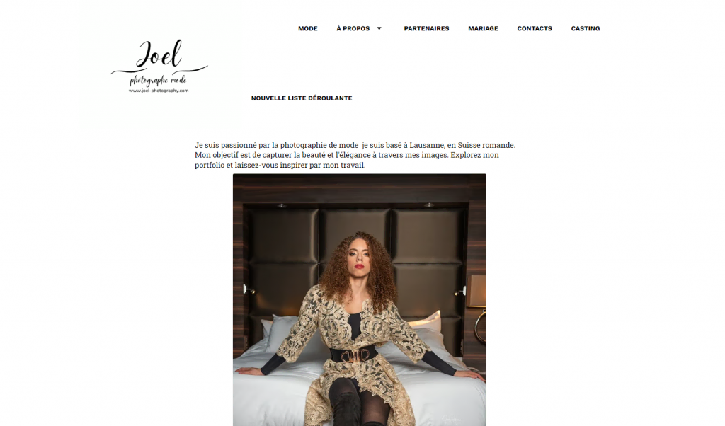 Page d'accueil du site photographe Joel
