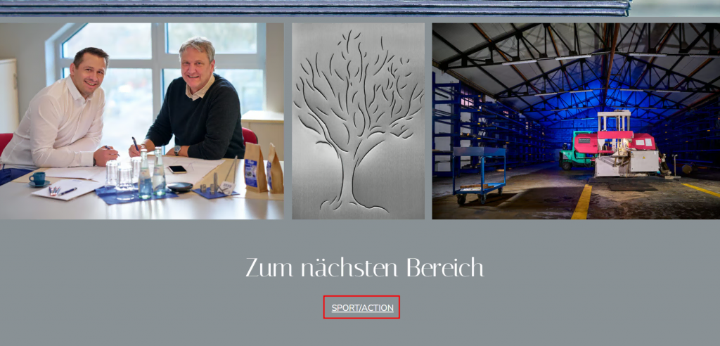 Page d'entreprise Style Pixel avec un lien menant à une autre page de projet mise en évidence