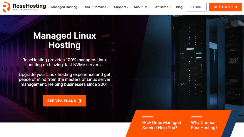 RoseHosting home page