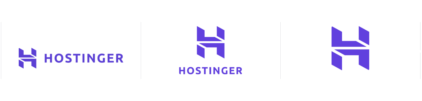 Hostinger logos in different forms: horizontal, vertical, and lettermark