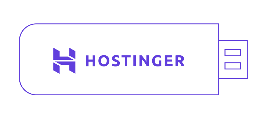 Hostinger logo on a thumb drive mockup