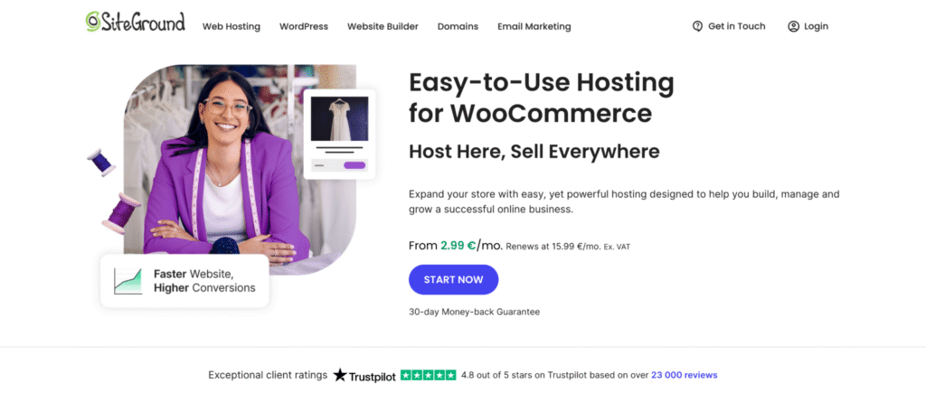 SiteGround landing page