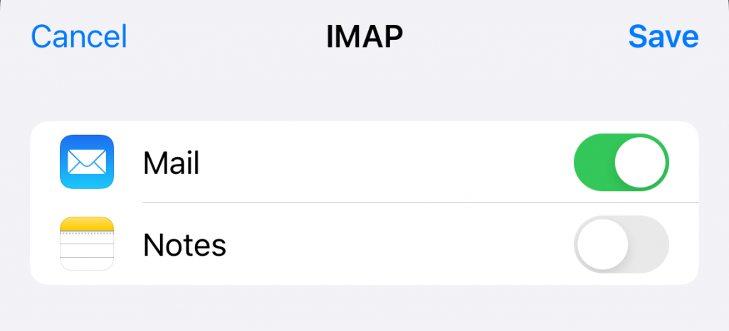 Er verschijnt er een prompt waarin je kunt kiezen of je je e-mailaccount wilt koppelen aan de Mail app, de Notities app, of beide