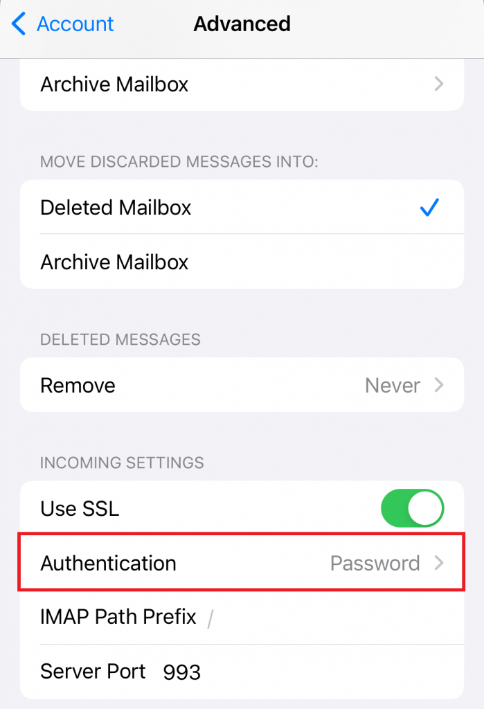 Scroll naar beneden tot je Inkomende instellingen ziet.
