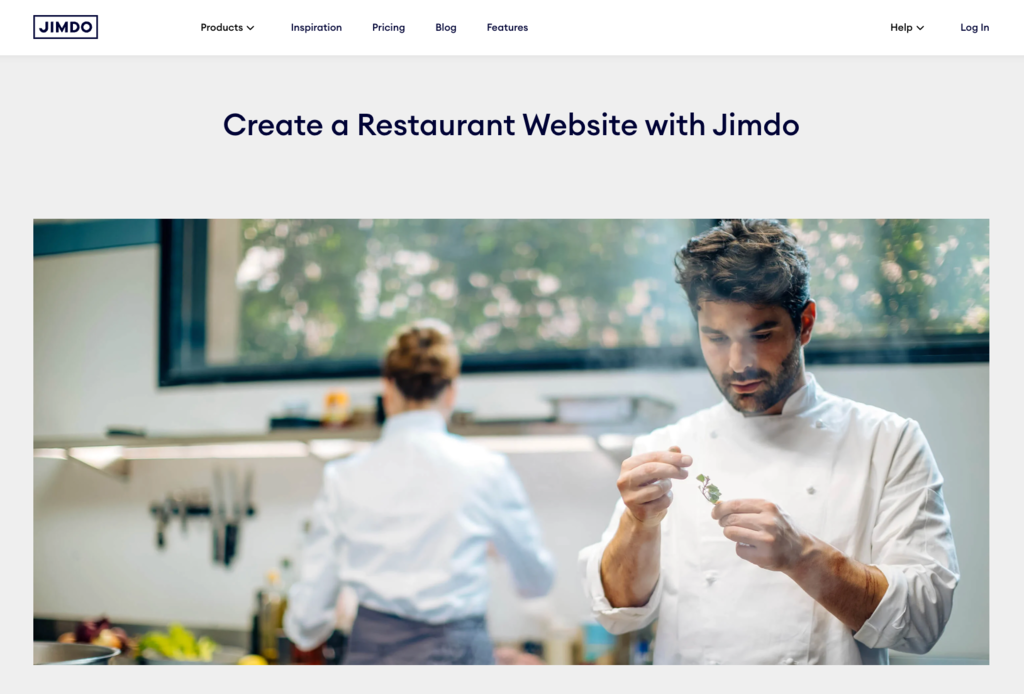Jimdo restaurant builder landing page