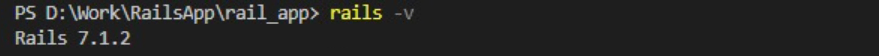 Terminal VSCode retorna a versão instalada do Rails