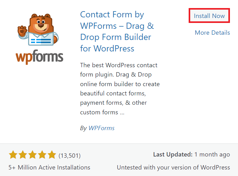 Installing the WPForms plugin