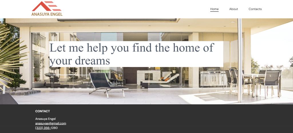 La page d'accueil de Anasuya Engel