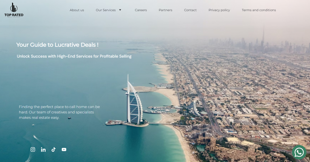 The homepage of Top Rated Real Estate