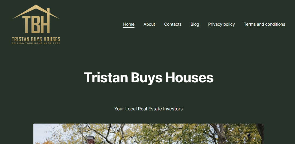 La page d'accueil de Tristan Buys Houses