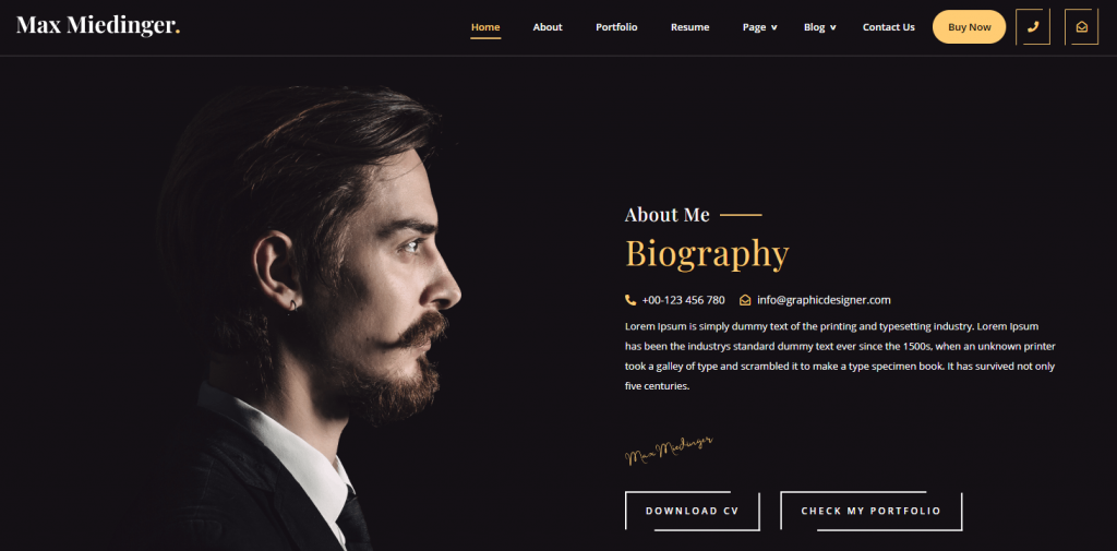 Business Card Resume's demo preview