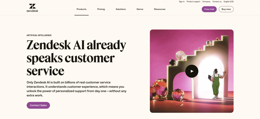 Zendesk AI landing page