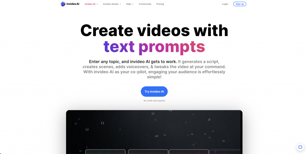 InVideo AI landing page