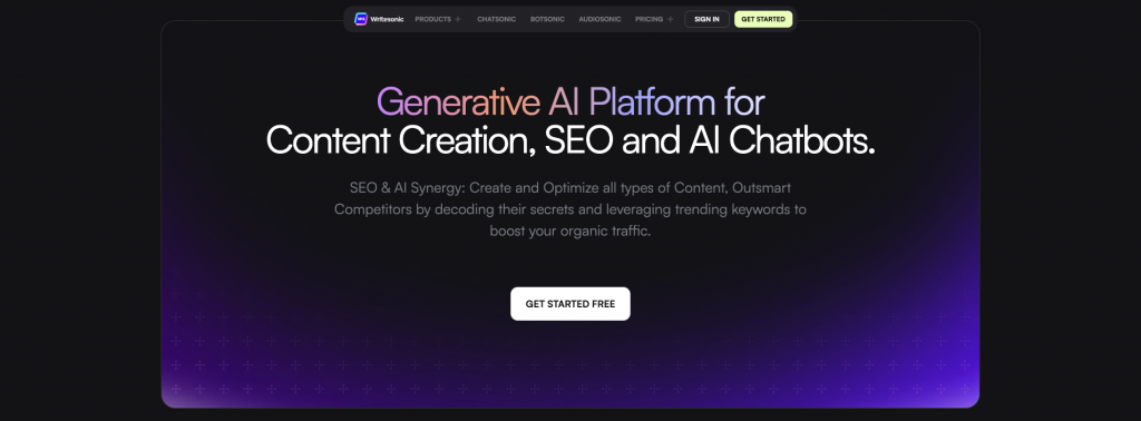 Writesonic landing page