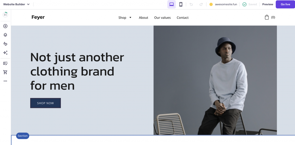 Hostinger Website Builder editor