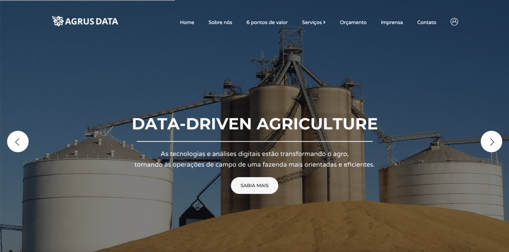 Agrus Data website's landing page