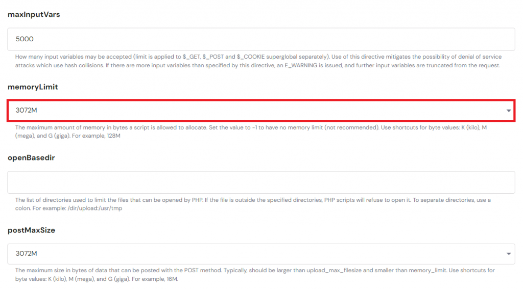 Adjusting the PHP memory limit on hPanel