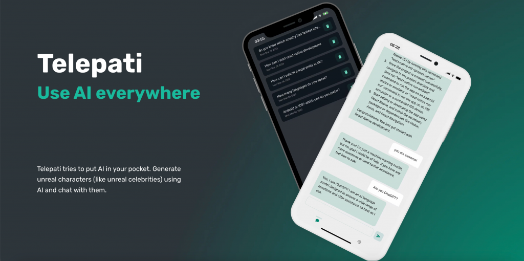 Telepati AI information website landing page