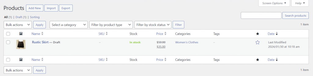 Lista de produtos em inglês no WooCommerce