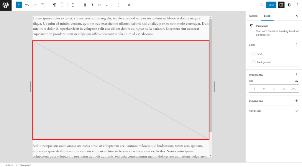 The image placeholder in a pattern