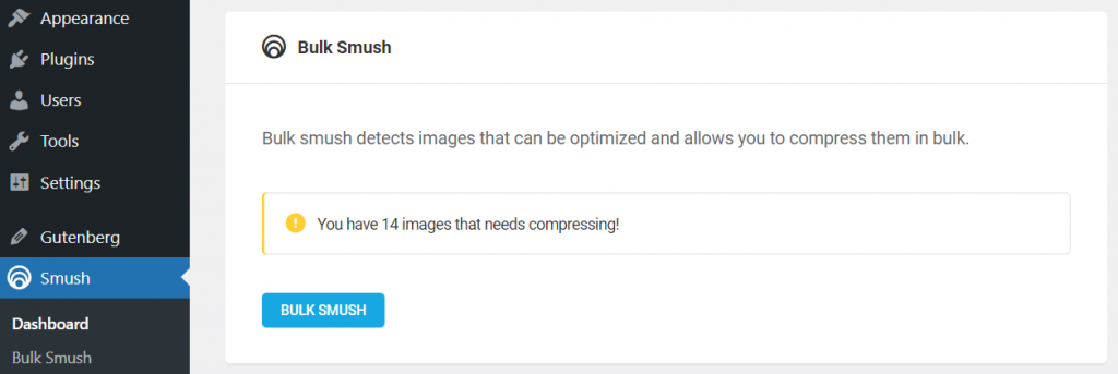 The Bulk Smush section on Smush' dashboard