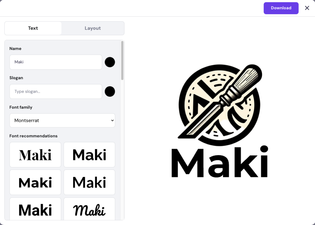 Hostinger AI Logo Maker editor