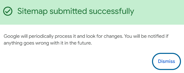 Google Search Console sitemap submitted successfully