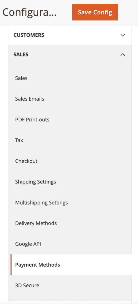 Acceder a la opción de Métodos de Pago en Magento 2
