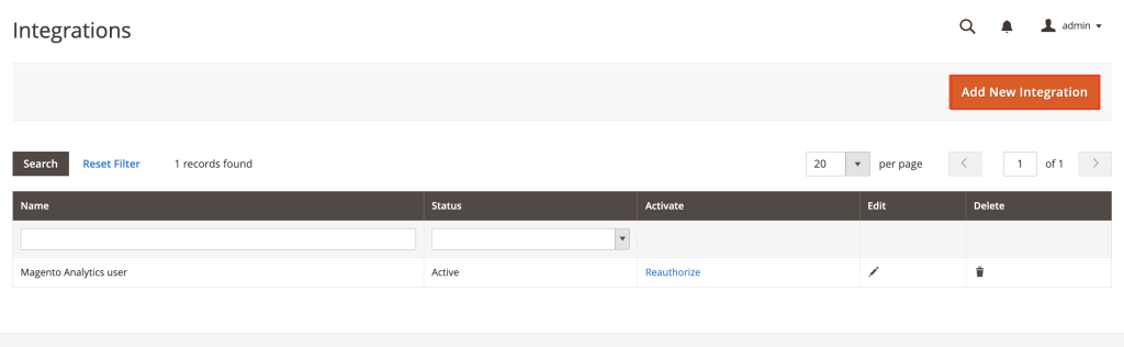 Agregar una nueva integración de API en Magento 2