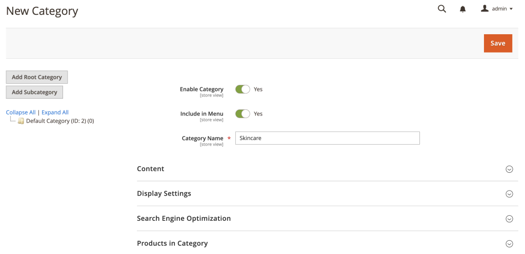 Creación de una categoría raíz en Magento 2
