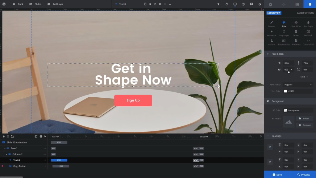 Slider Revolution editor