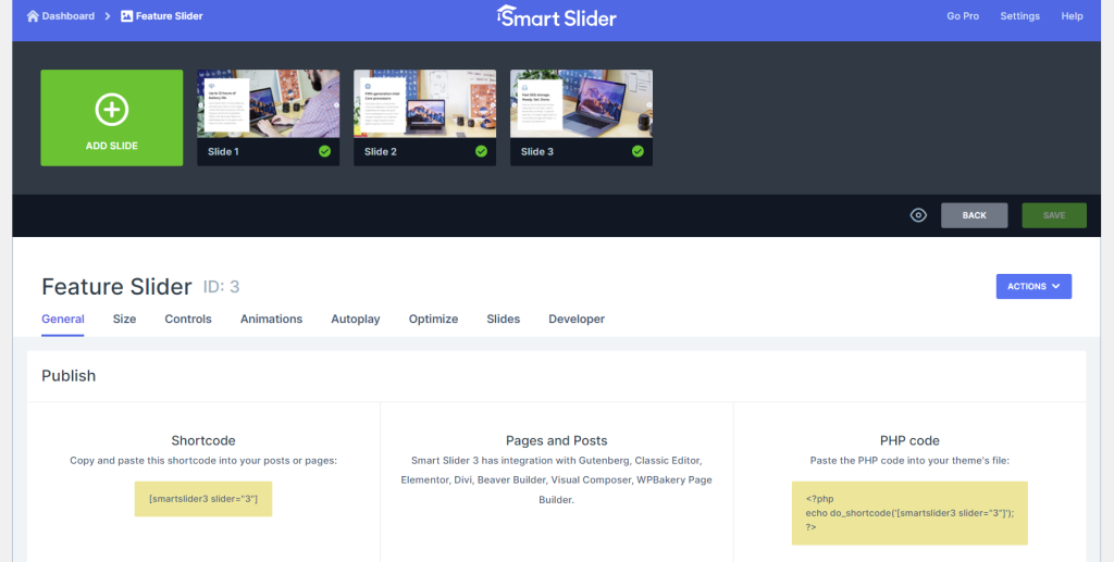 Smart Slider 3 dashboard